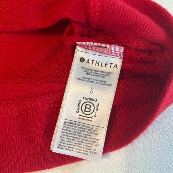 Athleta Red Longsleeve Comfy Crew Neck Sweatshirt Size Large - Picture 4 of 4